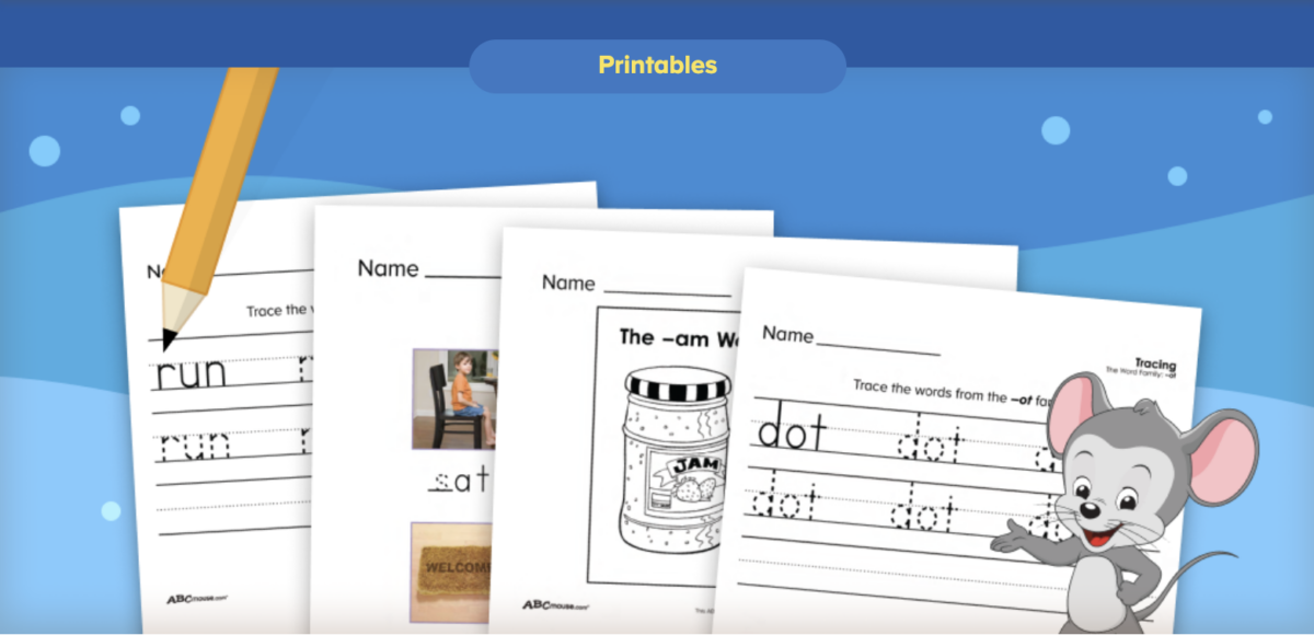 Free printable word family practice worksheets from ABCmouse.com. 